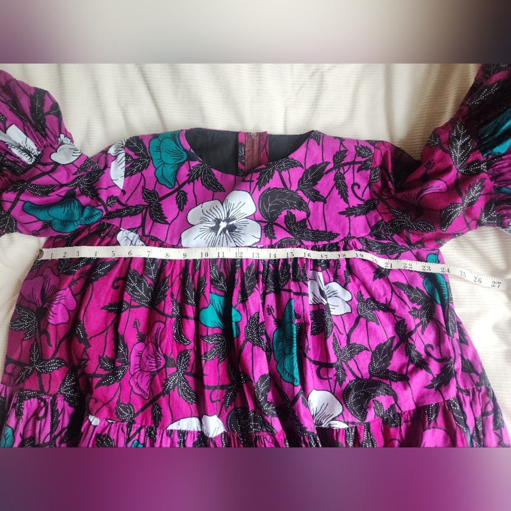 Voluminous Hibiscus Flowers Prints Cotton Tiered Dress Floral Purple Sz 6/8 NWOT - Picture 13 of 16